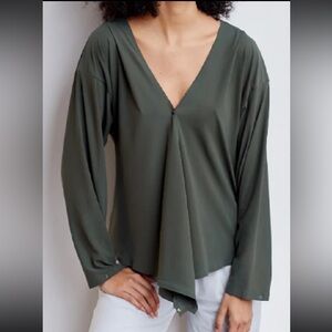 ADAY Moss Green That’s A Wrap Versatile Long Sleeve Top Size Large